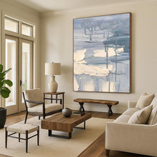 Load image into Gallery viewer, “Textured Blue and Beige Abstract” - Blue, Beige, Grey Abstract Art on Canvas DKH1292