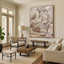 Load image into Gallery viewer, Large - Scale Brown - Toned Cubist Abstract Art for Art Gallery & Retro - Chic Lounge LargeART0400