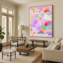 Load image into Gallery viewer, Purple - Toned Abstract Collage Painting, Perfect for Eclectic Living Room & Creative Studio Lounge LargeART1864