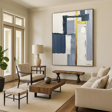 Load image into Gallery viewer, Large - Scale Blue - Gray - Gold Abstract Art for Modern Office & Stylish Living Room LargeART0514