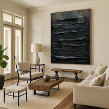 Load image into Gallery viewer, Monochromatic Black Textured Abstract - Fits Minimalist Bedroom & Study LargeART2356
