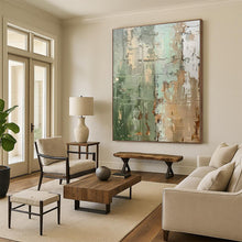 Load image into Gallery viewer, Green - Beige Abstract Texture Art for Rustic Café & Art Studio LargeART0854