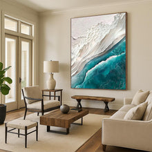 Load image into Gallery viewer, “Textured Coastal Impasto” - Blue and White Seascape Art on Canvas DKH1394