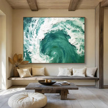 Load image into Gallery viewer, Hand - painted Ocean Wave Abstract Acrylic Art for Living Room Nautical Decor LargeART1645