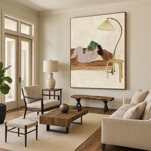 Load image into Gallery viewer, Beige & Purple Cozy Abstract Painting, Ideal for Living Room Nook & Relaxing Bedroom LargeART2107