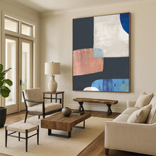 Load image into Gallery viewer, Geometric Color Harmony – Black, White, Blue, and Copper Abstract Shapes DTP200