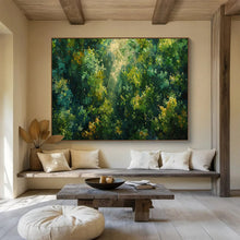Load image into Gallery viewer, Green Forest “Sunlit Glade” Painting on Canvas, Nature - Inspired Wall Art DKH811