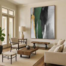Load image into Gallery viewer, Green, Black, Gray, and Gold Abstract Acrylic Art - Perfect for Modernist Office & Art Deco - inspired Hallway LargeART0637