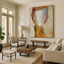 Load image into Gallery viewer, Mixed - Media Collage Portrait, Earth - Toned Textured Art for Bohemian Bedroom & Artistic Study LargeART2221