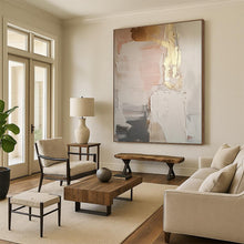 Load image into Gallery viewer, Hand - painted Extensive Pink - Gray - Gold Abstract Textures Acrylic Art for Feminine Dressing Rooms LargeART0092