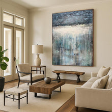 Load image into Gallery viewer, Oversized Dripping Gray - Blue Abstract Art for Bedroom & Wellness Center LargeART0467