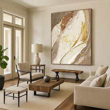 Load image into Gallery viewer, “Neutral Tones with Gold Accents” - Luxe Abstract Art on Canvas DKH1477