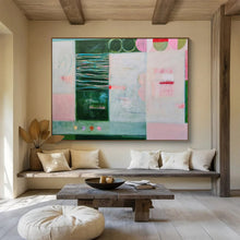 Load image into Gallery viewer, Green & Pink Abstract Blocks - Fresh Living Room Art LargeART1500