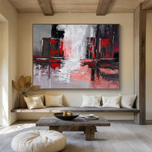 Load image into Gallery viewer, Red - Gray Urban Reflection Abstract Painting for Modern Office & Industrial Loft DKH263