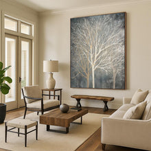 Load image into Gallery viewer, Neutral - Toned Winter Trees Abstract Painting, Perfect for Cozy Reading Nook & Rustic Living Room LargeART1887