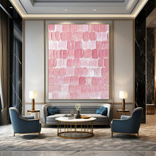Load image into Gallery viewer, Large - Scale Hand - painted Pink Textured Tiles Acrylic Art for Feminine - Inspired Bedrooms LargeART0178