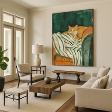 Load image into Gallery viewer, Green - Orange Abstract Pet Art, Perfect for Cozy Pet - Friendly Bedroom & Charming Living Room LargeART2046