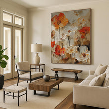 Load image into Gallery viewer, “Bold Floral Impasto” - Orange, White, and Brown Flower Art on Canvas DKH1399