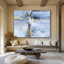 Load image into Gallery viewer, Hand - Painted Blue - Gold Splash Abstract Acrylic Art for New Chinese - Style Living Room Wall Decoration LargeART1631