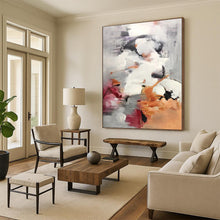 Load image into Gallery viewer, Massive Gray - Orange Abstract Fusion Acrylic for Art - Loving Lounge LargeART0300