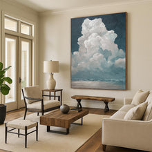 Load image into Gallery viewer, “Fluffy Clouds Over Ocean” - Serene Seaside Sky Art on Canvas DKH1459
