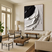 Load image into Gallery viewer, “Flowing Black and White Impasto” - Expressive Minimalist Art on Canvas DKH1670