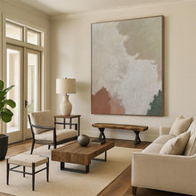 Load image into Gallery viewer, Large Soft Beige, Brown & Green Color Block Abstract Acrylic for Yoga Studio & Bedroom Nook LargeART0391