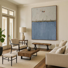 Load image into Gallery viewer, Textured White, Blue & Gold Abstract, Perfect for Elegant Dining Room & Chic Bedroom LargeART1967