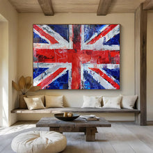 Load image into Gallery viewer, Textured Union Jack Abstract Art for British - Themed Pub & Eclectic Man Cave DKH120