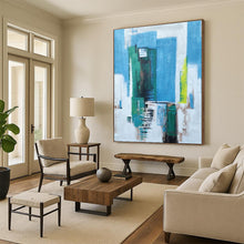 Load image into Gallery viewer, Oversized Blue - Green Urban Abstract Art for City Loft & Modern Office LargeART0465