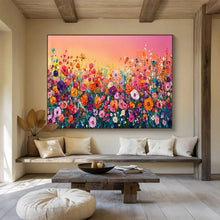 Load image into Gallery viewer, Colorful Flower Field Abstract Painting on Canvas - “Sunset Blooms” DKH680