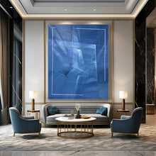 Load image into Gallery viewer, Blue Geometric Abstract Canvas Painting, Ideal for Modern Gallery Wall & Sleek Office LargeART1322