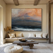 Load image into Gallery viewer, Fiery Sky & Sea Abstract Art for Eclectic Living Room & Bold Dining Area DKH110