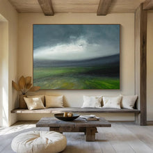 Load image into Gallery viewer, Stormy Sky Over Green Fields Abstract acrylic painting DLZ029