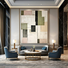 Load image into Gallery viewer, Pastel Geometric Abstract Painting, Suited for Soft - Toned Bedroom & Chic Café LargeART1446