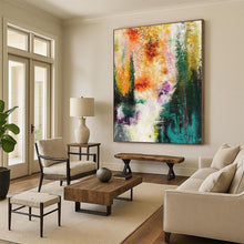 Load image into Gallery viewer, Hand - painted Extensive Vibrant Abstract Forest Scene Acrylic Art for Nature - Inspired Living Rooms LargeART0008