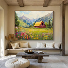 Load image into Gallery viewer, Idyllic Landscape Abstract Painting on Canvas - “Mountain Meadow Bliss” DKH727