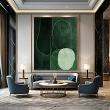 Load image into Gallery viewer, Green Geometric Abstract Art for Botanical - themed Bedroom & Modern Yoga Studio LargeART0937