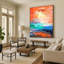 Load image into Gallery viewer, Orange & Turquoise Abstract Art, Perfect for Modern Loft & Creative Studio LargeART2114