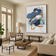 Load image into Gallery viewer, Blue - Orange Flowing Abstract Acrylic Painting, Igniting Studio Creative Corners & Game Room Trendy Walls LargeART0807