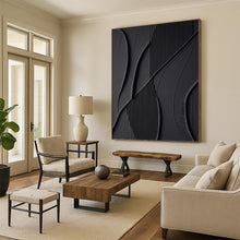 Load image into Gallery viewer, “Black Abstract Relief” - Modern Textured Art on Canvas DKH1465