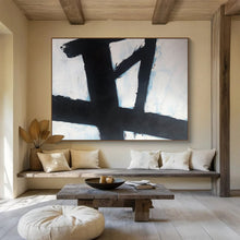 Load image into Gallery viewer, Black - White Geometric Abstract Painting for Modern Study & Art Gallery Corridor DKH181