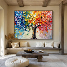 Load image into Gallery viewer, Colorful Palette “Rainbow Tree of Life” Painting on Canvas, Whimsical Wall Art DKH798