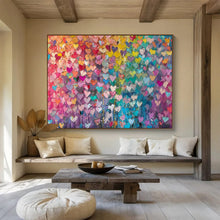 Load image into Gallery viewer, Hand - painted Massive Colorful Heart Mosaic Acrylic Art for Playful Family Rooms LargeART1759