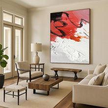 Load image into Gallery viewer, “Red and Black Abstract Splatter” - Red, Black, White Abstract Art on Canvas DKH1290