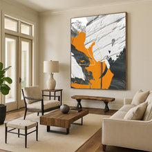 Load image into Gallery viewer, “Orange, Grey, White Abstract” - Modern Abstract Art on Canvas DKH1528