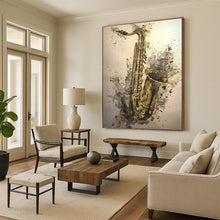 Load image into Gallery viewer, “Saxophone in Watercolor Splashes” - Abstract Musical Art on Canvas DKH1640