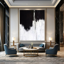 Load image into Gallery viewer, Monochrome Drip Abstract Canvas Painting, Suited for Dramatic Dining Room & Contemporary Office LargeART1146