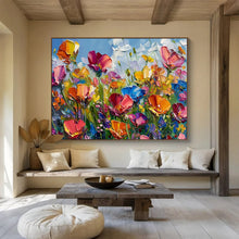 Load image into Gallery viewer, Color - Burst “Wildflower Meadow Joy” Painting on Canvas, Lively Floral Artwork DKH797