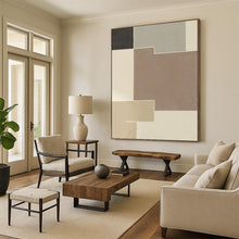 Load image into Gallery viewer, Large - Scale Neutral Tones Geometric Abstract Acrylic for Minimalist Living Room & Contemporary Office LargeART0334